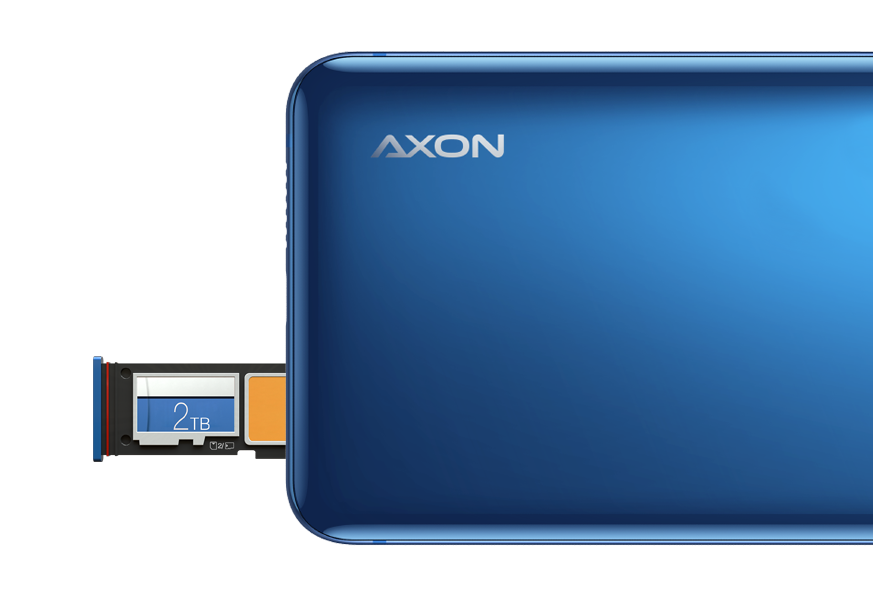 The Storage and Sim Card Tray on ZTE Axon 10 Pro's Top