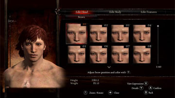 Character customization screen