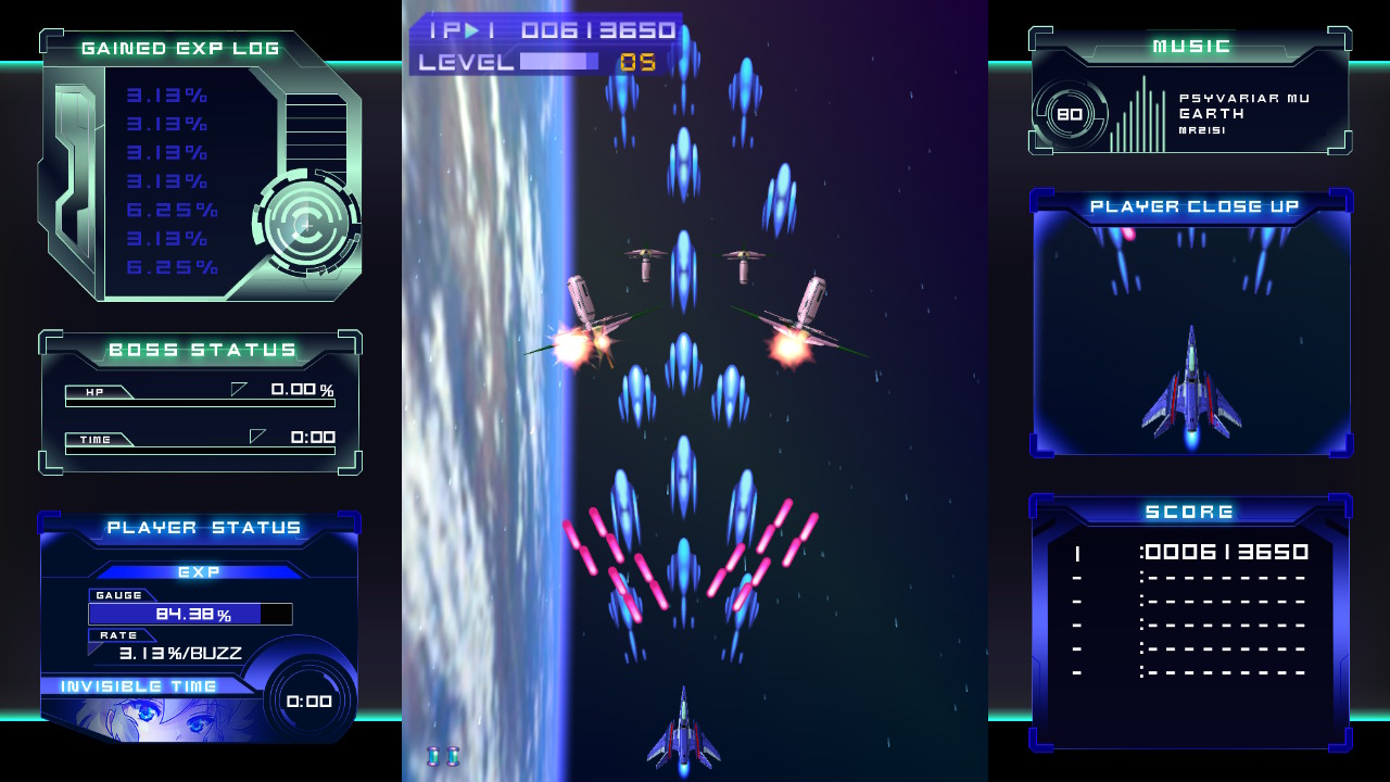 Psyvariar Delta Game Screenshot Showing Battle in Space and UI