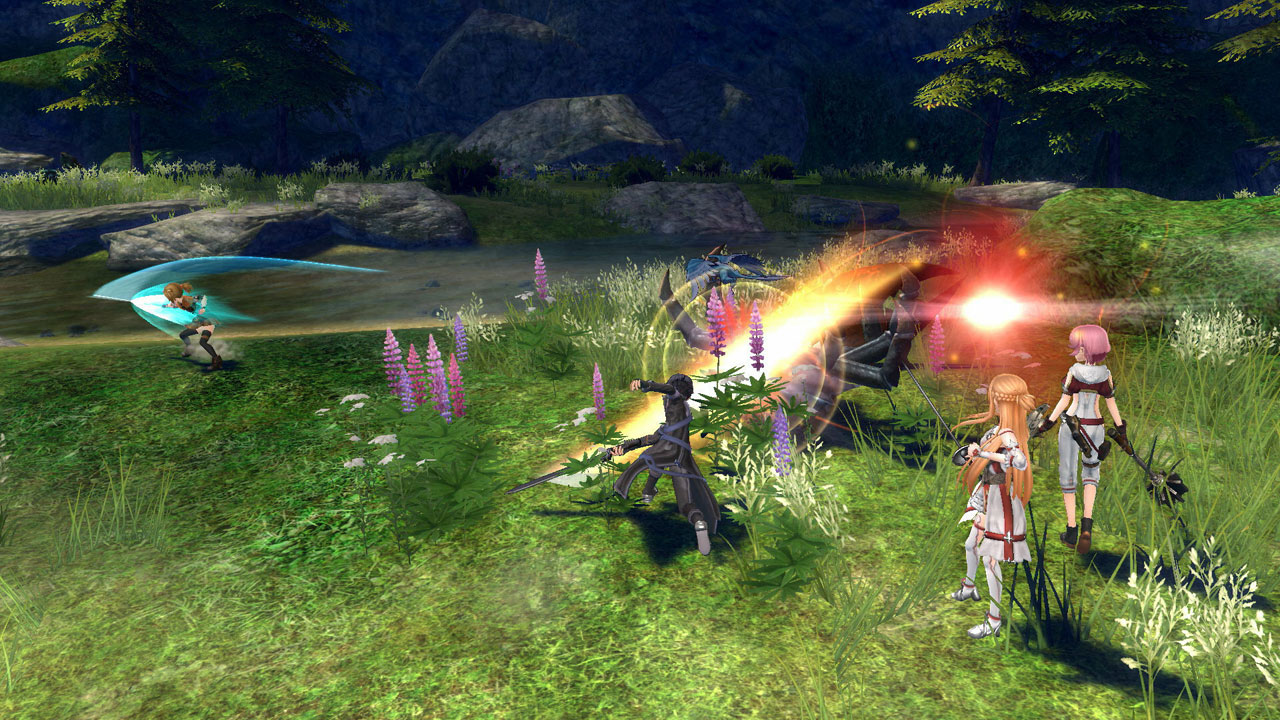 Sword Art Online Main Characters in Combat in a Grassy Field
