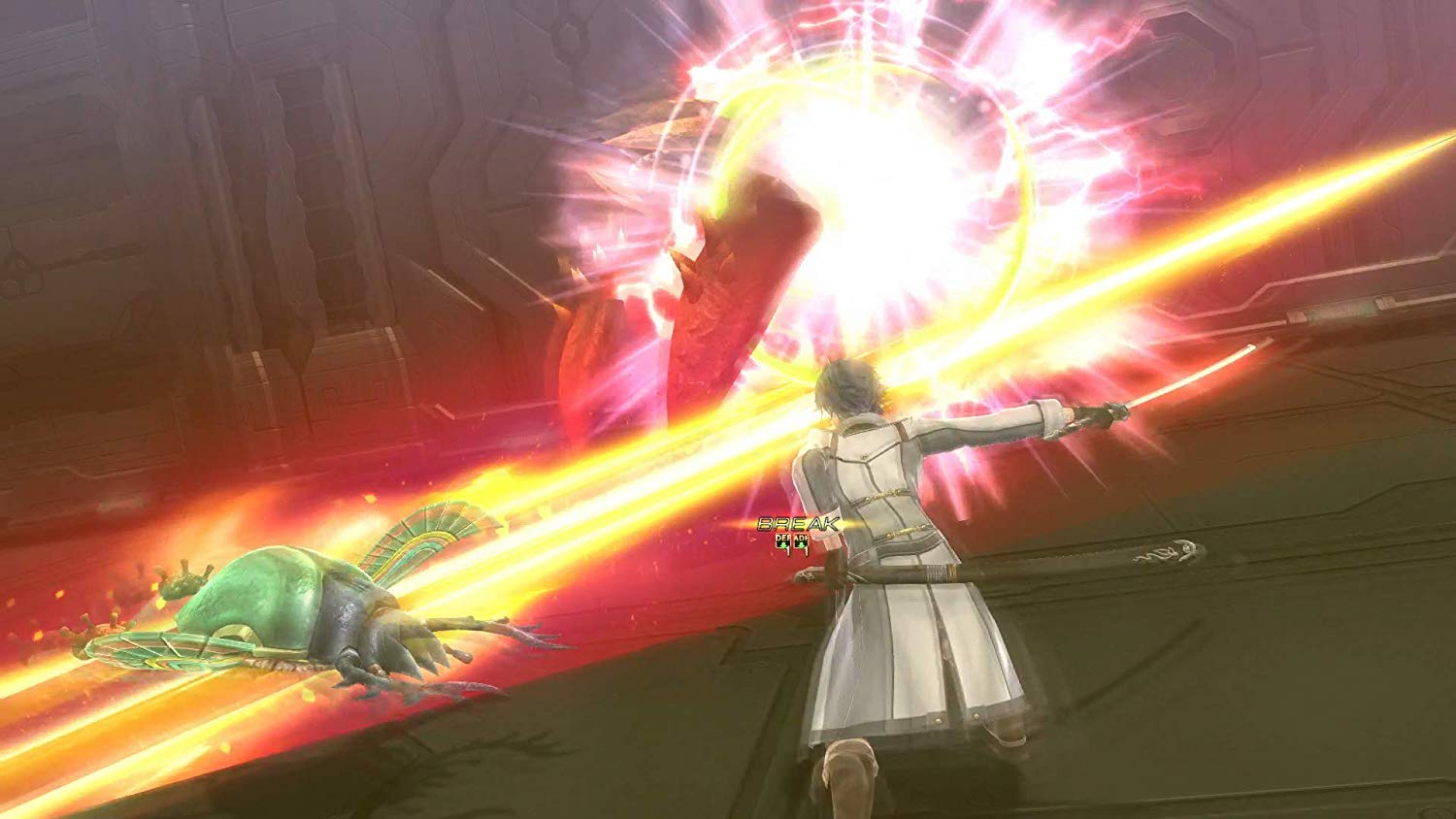 A Main Character Slashing a Large Beetle and Enemies