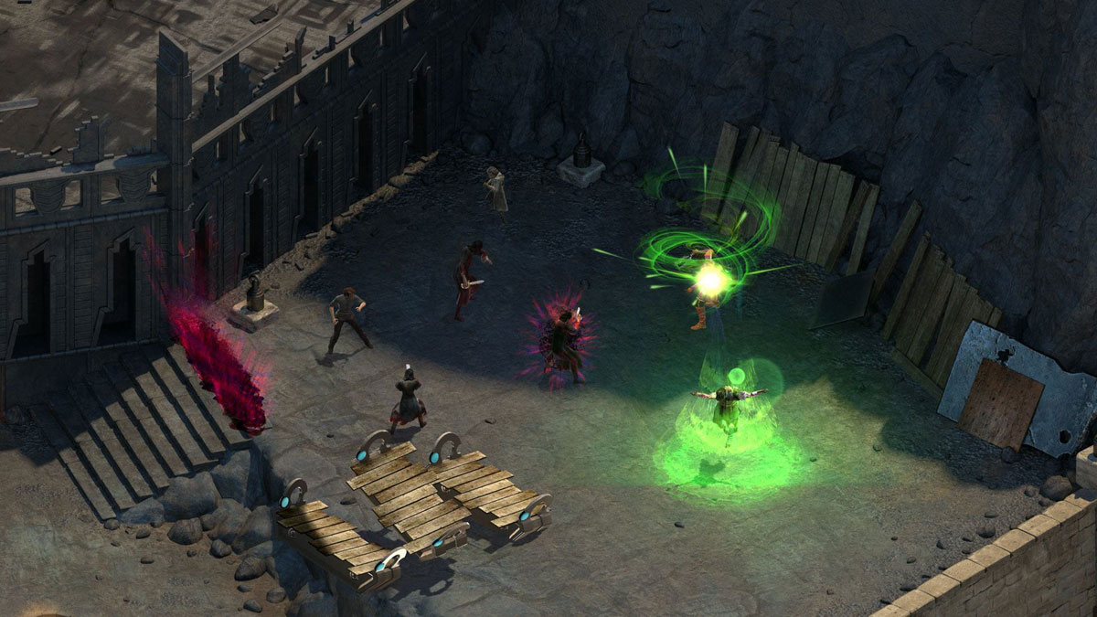 isometric view of combat happening outside city walls