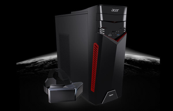 Acer Desktop PC Angled to the Right Next to a VR Headset