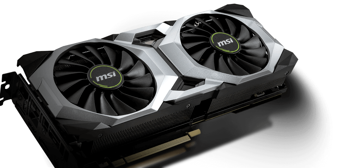MSI-branded Graphics Card Facing Up to the Right