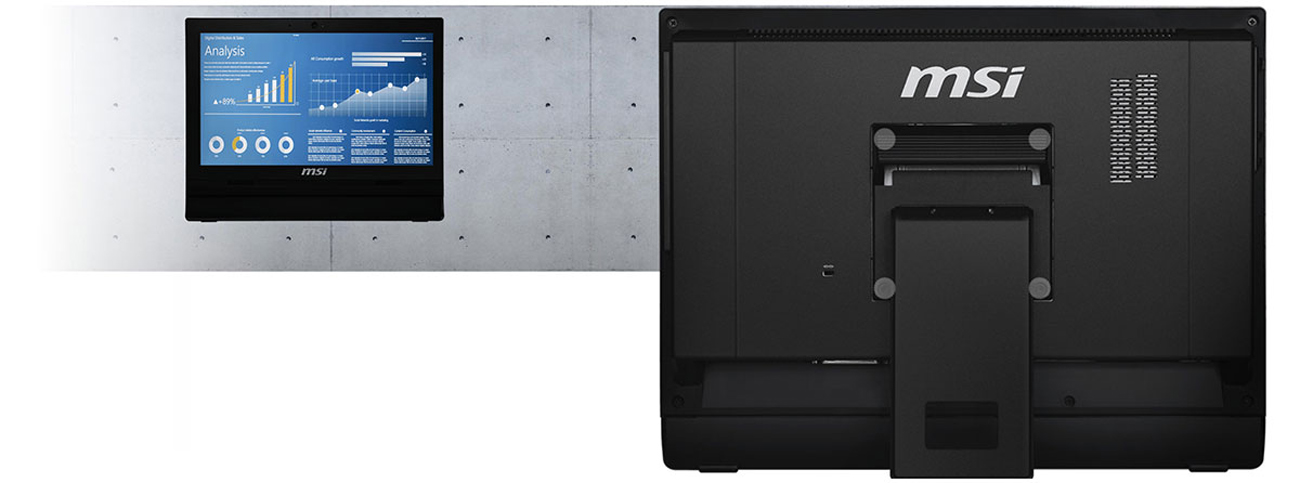 Back panel supports VESA that can be installed on the wall.