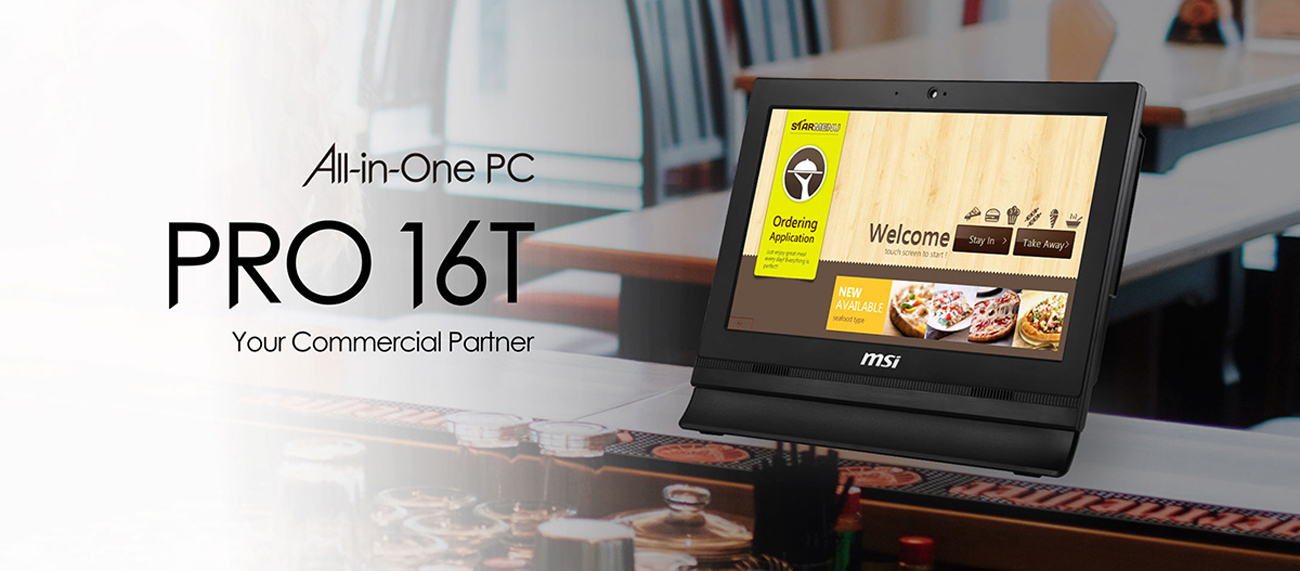 Hero Image: PRO 16T. The text left to it says: All-in-One PC. PRO 16T. Your Commercial Partner.