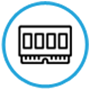 black memory icon in a blue circle