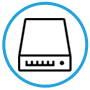 black SSD icon in a blue circle
