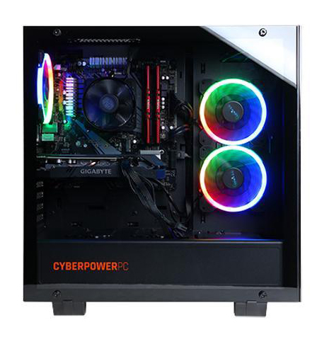 All components are on full display through transparent panel with three fans are illuminating