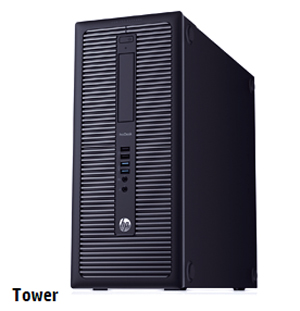 HP Desktop Tower PC Standing Up, Angled to the Left