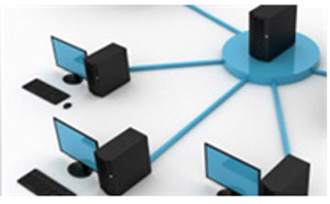 An illustration showing multiple computer connected to a central server