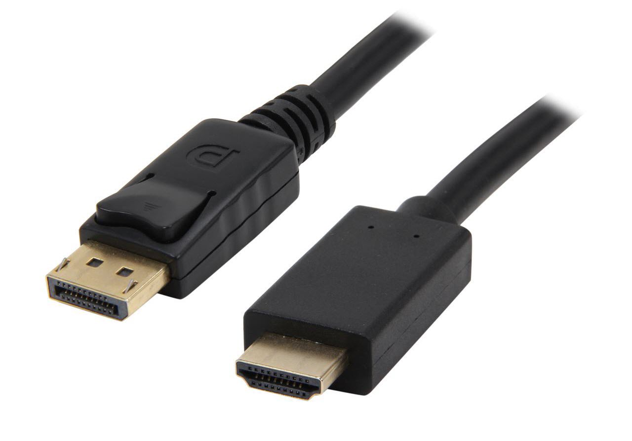 male and female ends of Kaybles DP-HDMI cable