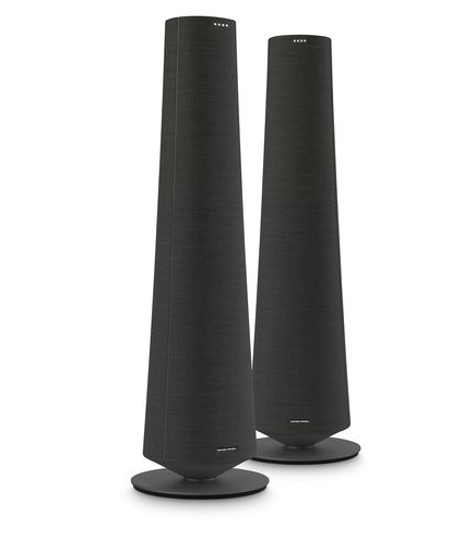 Two Black Harman Kardon Citation Speakers Next to Each Other