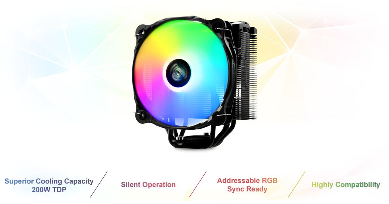 Enermax ETS-F40 ARGB CPU Air Cooler, 200W+ TDP for Intel/ AMD Universal Socket, AM4 & AM5 / LGA 1700/1200/1151, 4 Direct Contact Heat Pipes, 140mm Silent PWM Fan - AM5 & LGA1700 Ready 2 image for this item