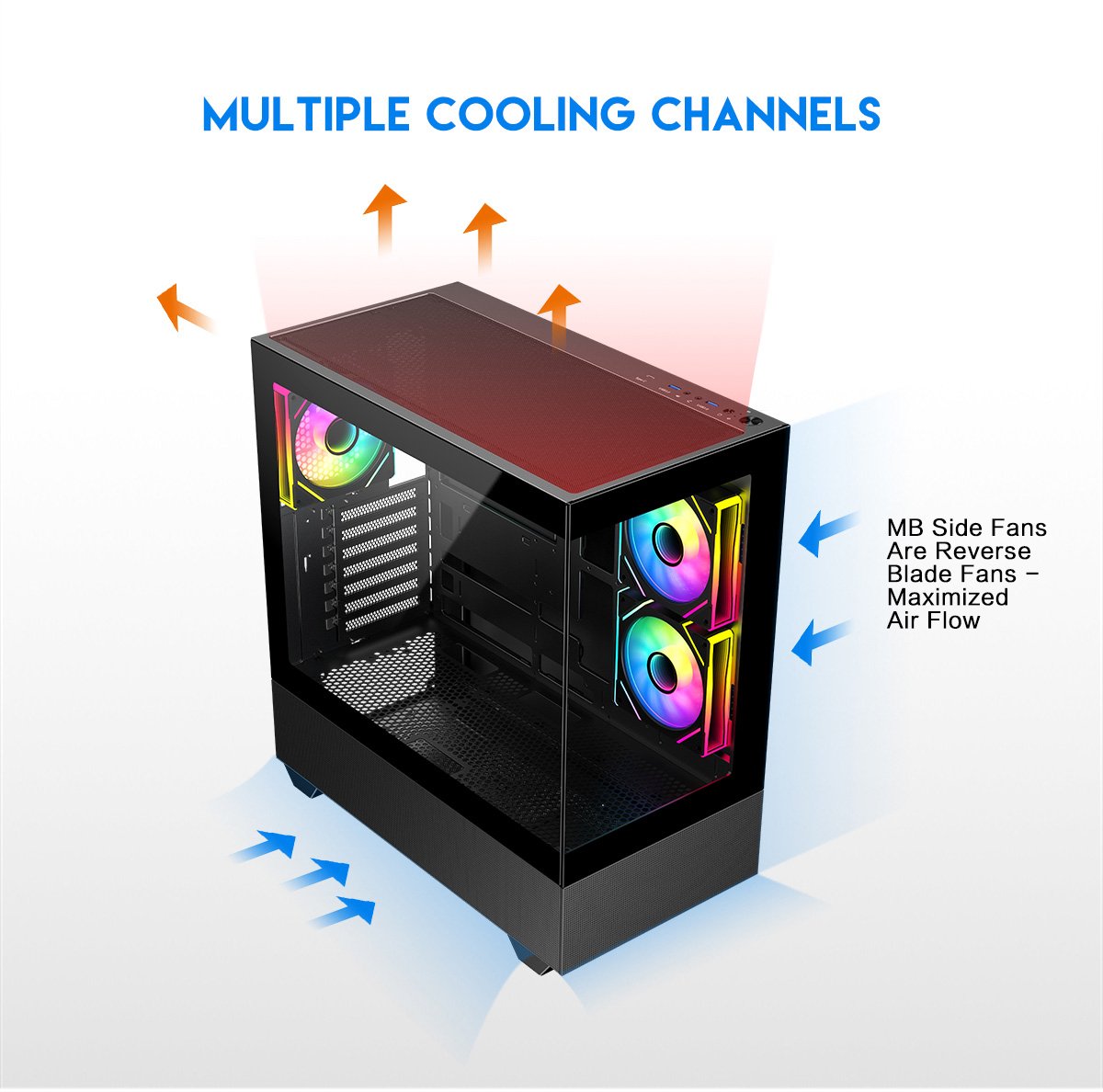 DIYPC ARGB-N5-BK Black Steel / Tempered Glass ATX Tower Cases 