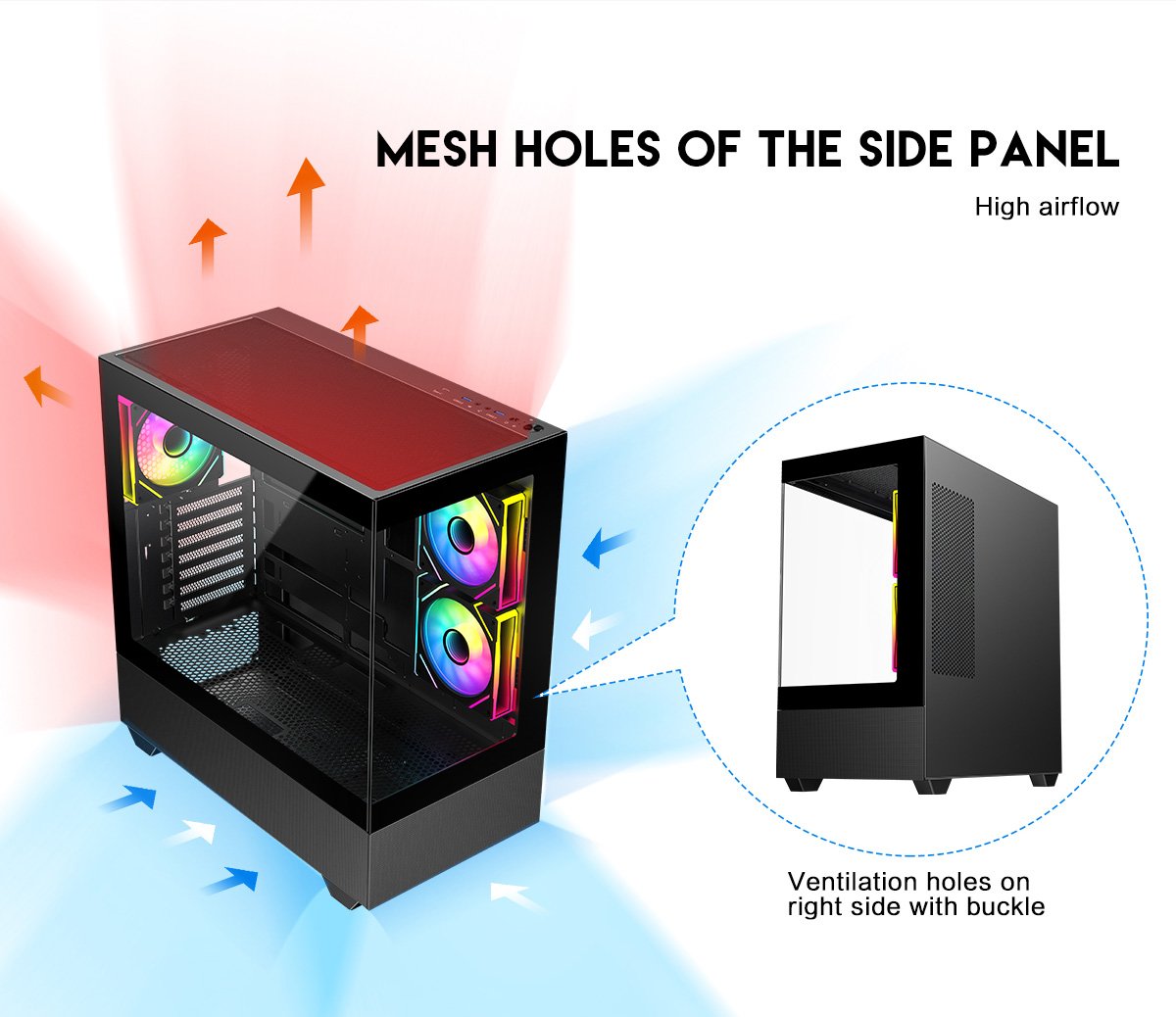 DIYPC ARGB-N5-BK Black Steel / Tempered Glass ATX Tower Cases 