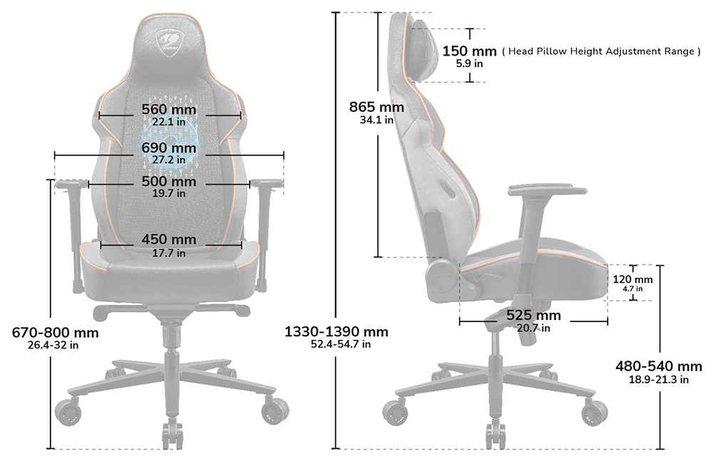Cougar NxSys Aero Gaming Chair with Integrated 200mm RGB Fan