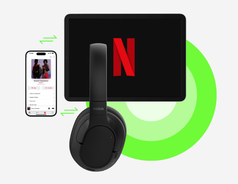 Belkin SoundForm Isolate Wireless Active Noise Cancelling Closed-Back Over-Ear Headphones