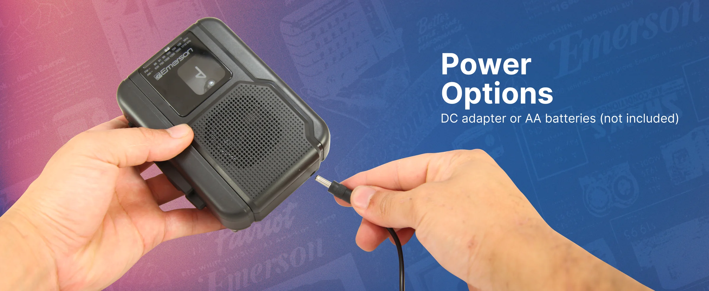 Emerson EPC-1001 Portable Cassette Player with AM/FM Radio & Bluetooth® Out