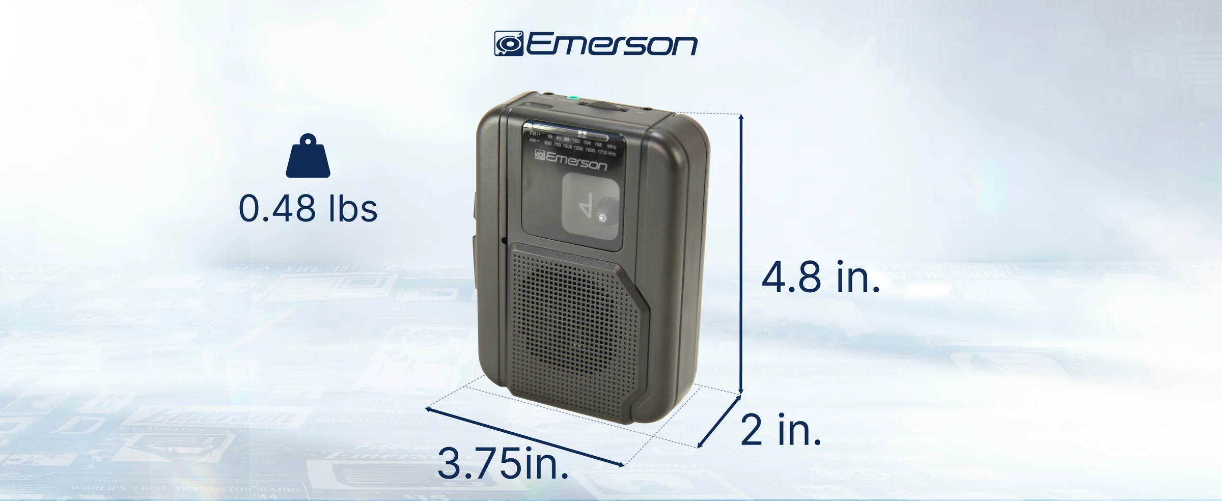 Emerson EPC-1001 Portable Cassette Player with AM/FM Radio & Bluetooth® Out