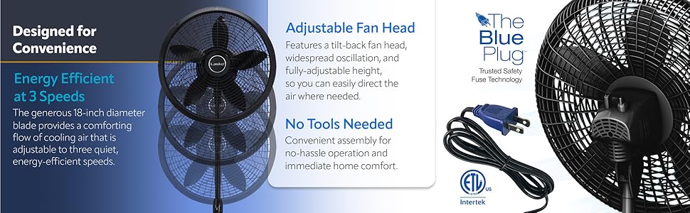 Lasko 1827 Oscillating Pedestal Fan