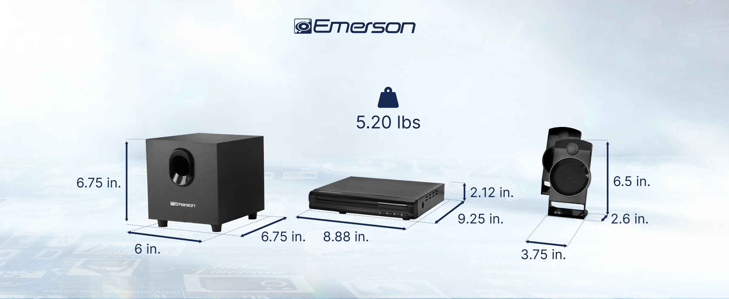 Emerson ED-8050 2.1 Channel Home Theater DVD Player with Speaker Surround Sound System