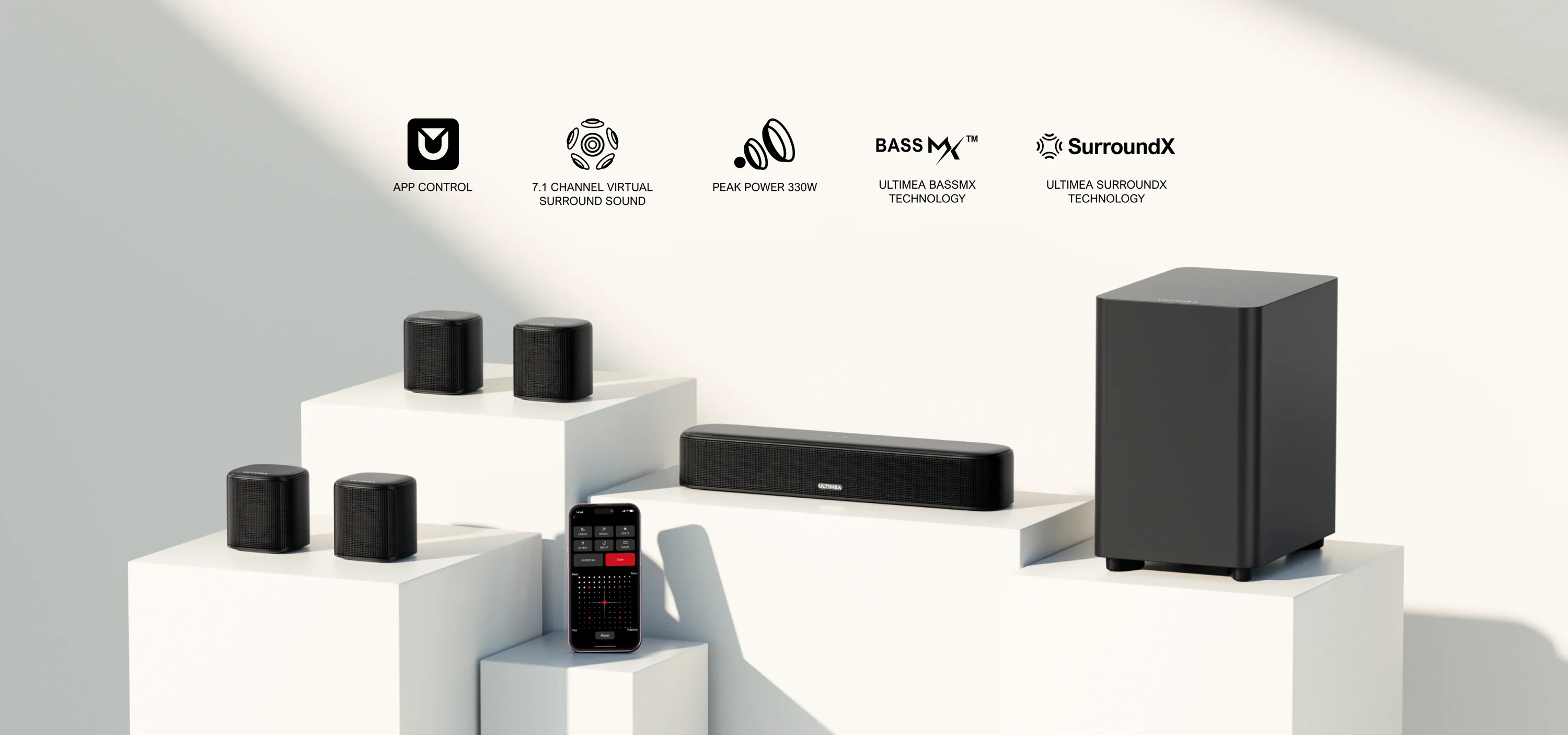 Ultimea Aura A40 7.1CH Virtual Surround Sound Bluetooth Sound Bar with App Control