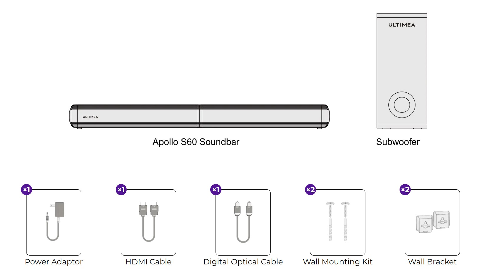 Ultimea Apollo S60 Dolby Atmos 4.1CH Detachable Bluetooth Soundbar