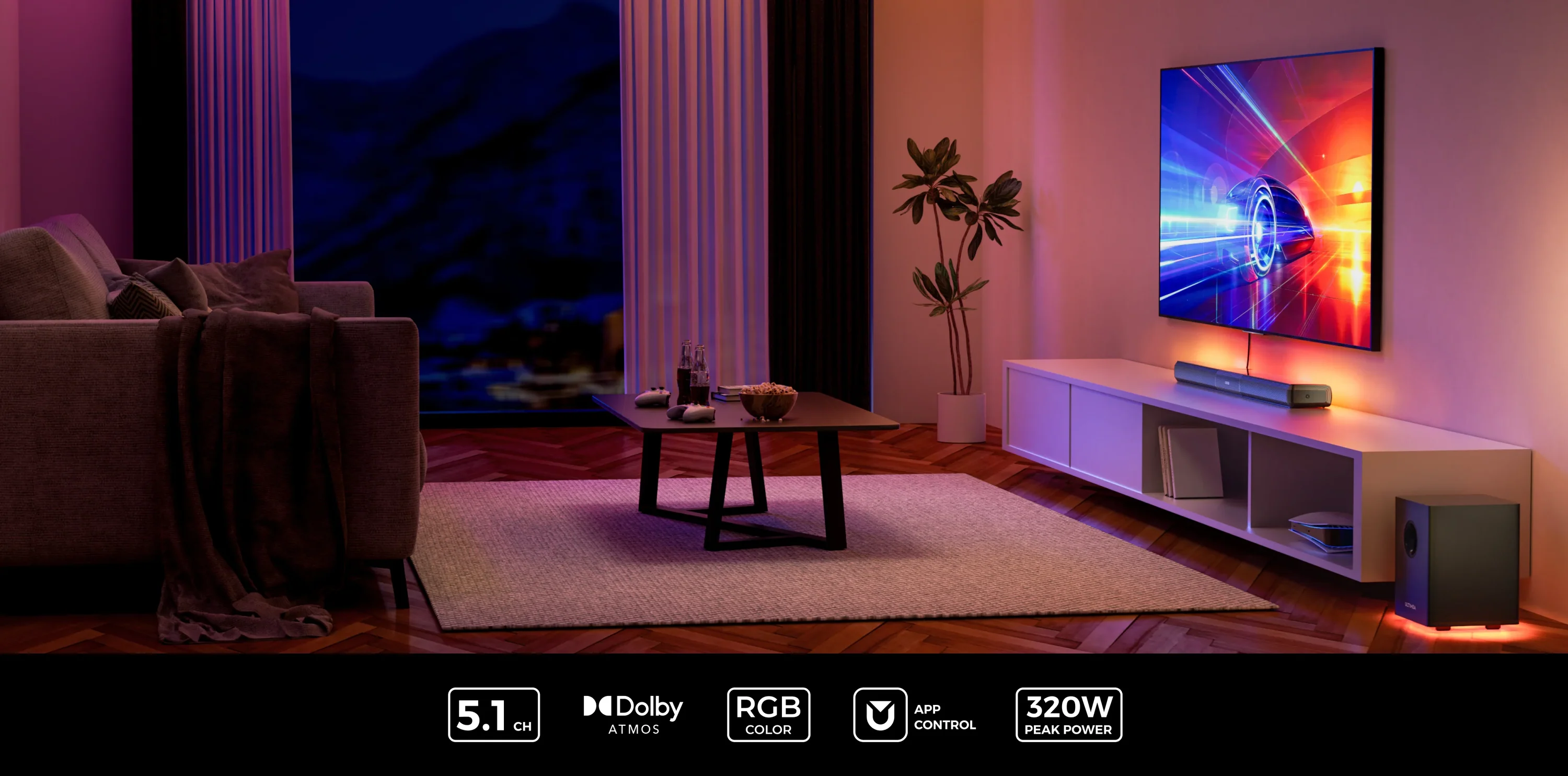 Ultimea Apollo S80 5.1CH Dolby Atmos Bluetooth Sound Bar Speaker System