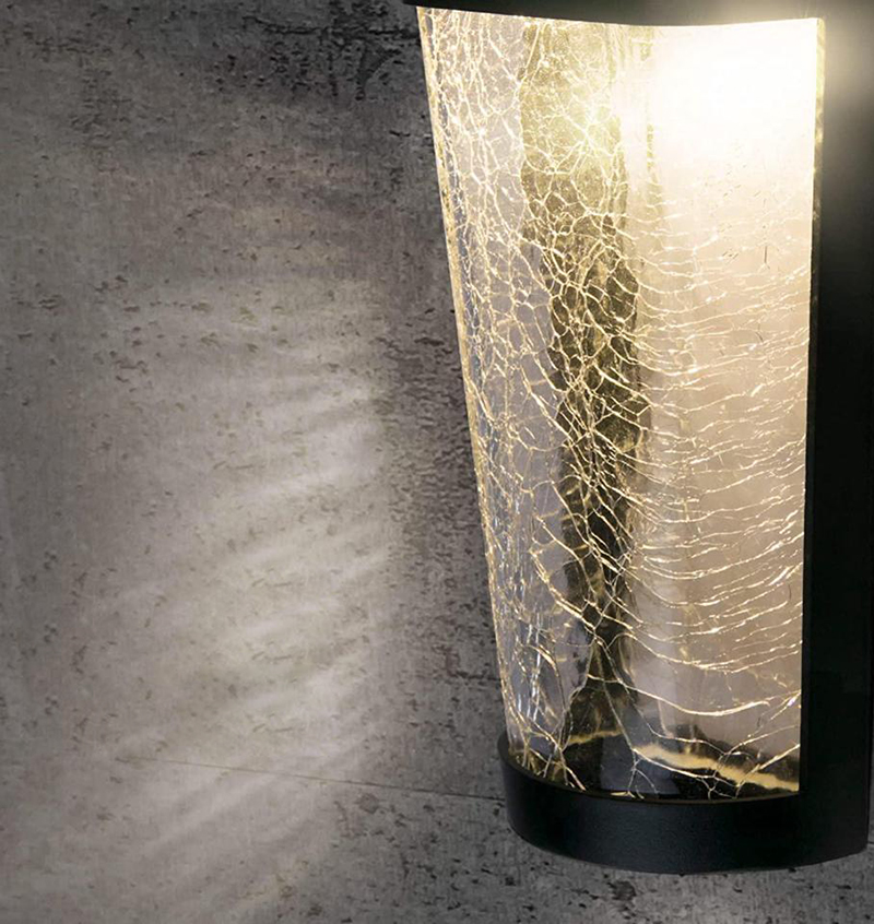 Decorative Crackle Glass Shade LED Outdoor Wall Mounted Lights