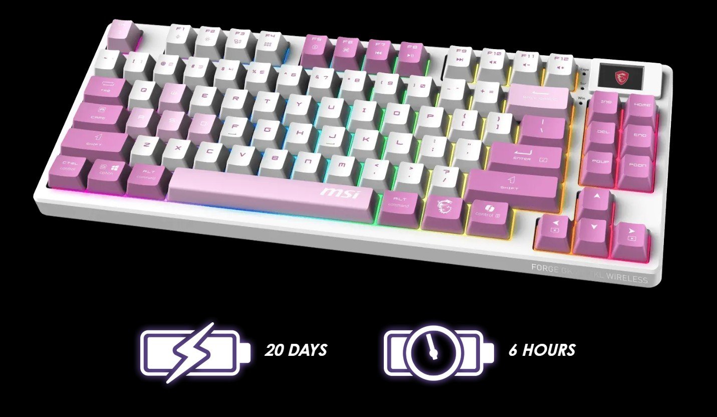 MSI Forge GK600 TKL Wireless VIOLET Gaming Keyboard