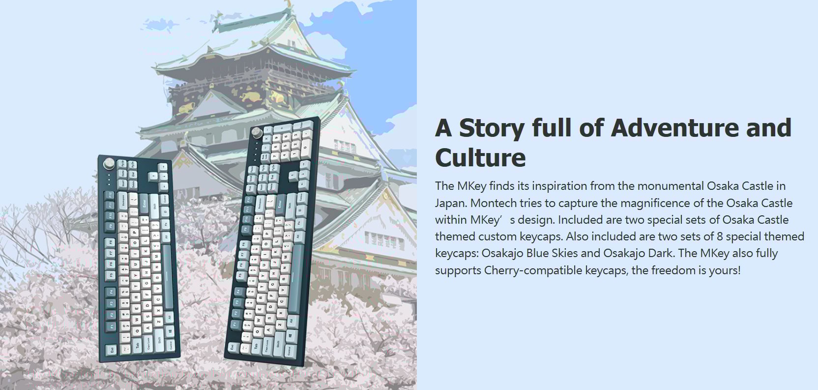 Montech MKey TKL Mechanical Gaming Keyboard: Customizable RGB LED, Premium MDA Profile PBT Keycap, Engineered Acoustics, Hot-Swappable Gateron G Pro 2.0 Switches, Stunning Osaka Castle Theme, Freedom 3 image