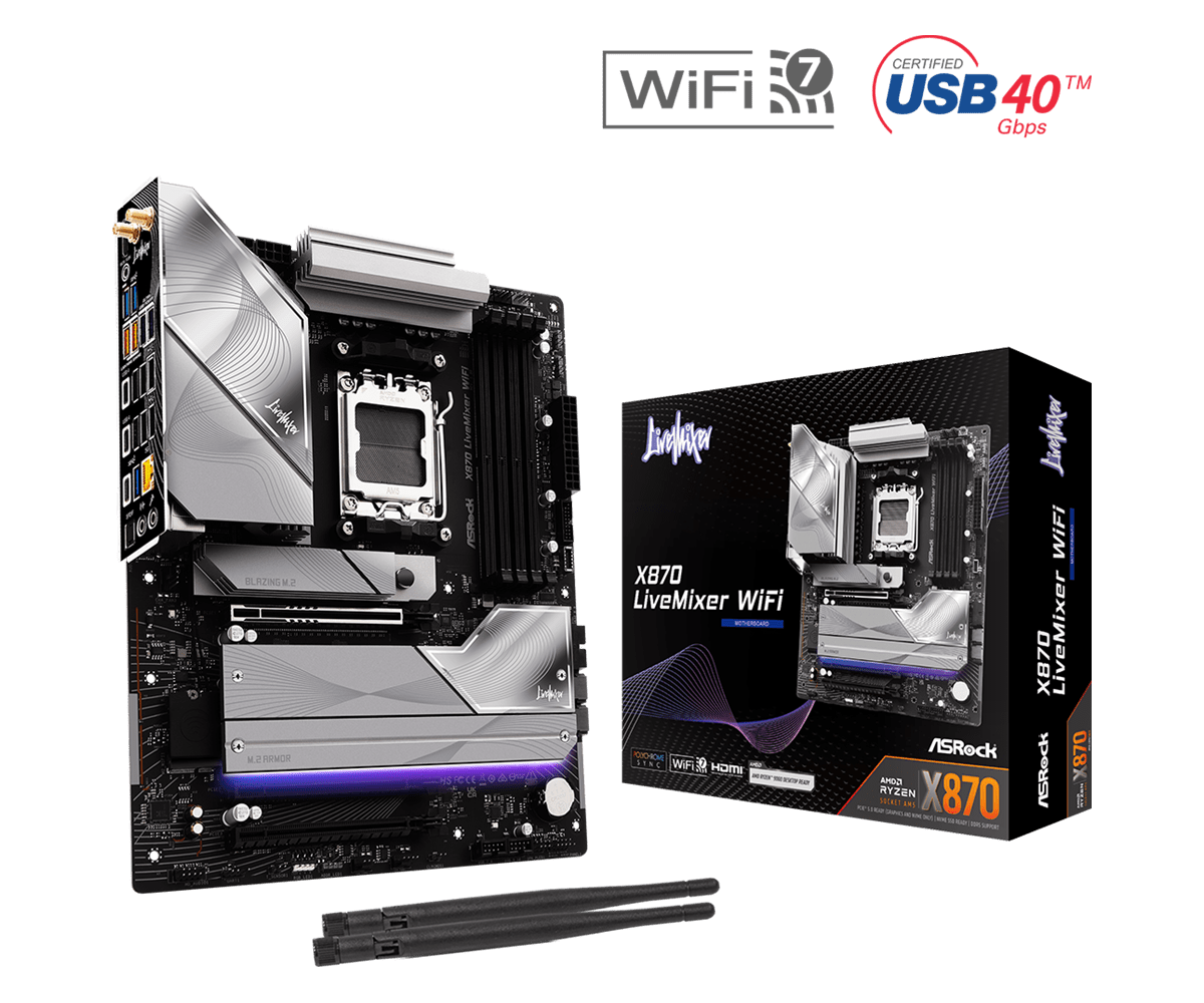 ASRock X870 LiveMixer WiFi AM5 AMD X870 ATX Motherboard