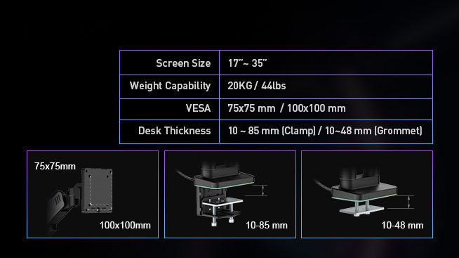 MSI MPG MT201DR V2 Premium RGB Dual Monitor Stand Arms