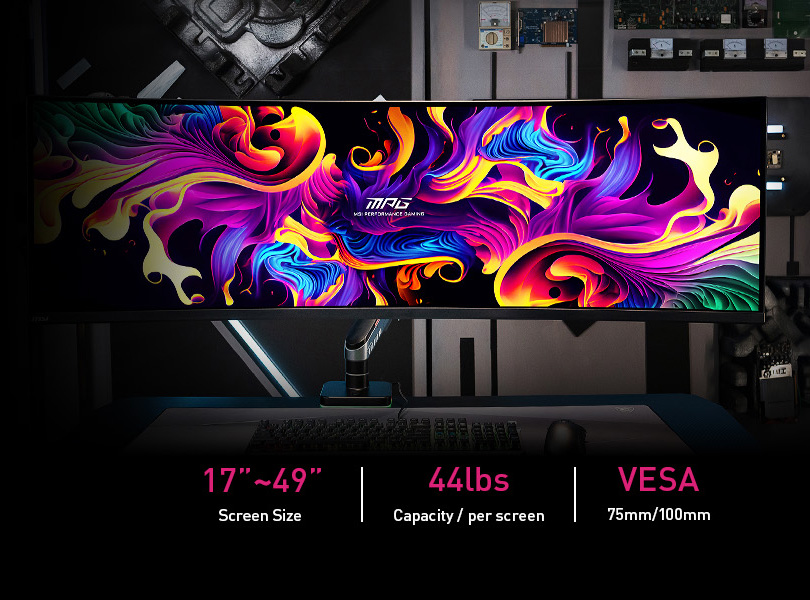 MSI MPG MT201R V2 Premium RGB Single Monitor Stand Arm