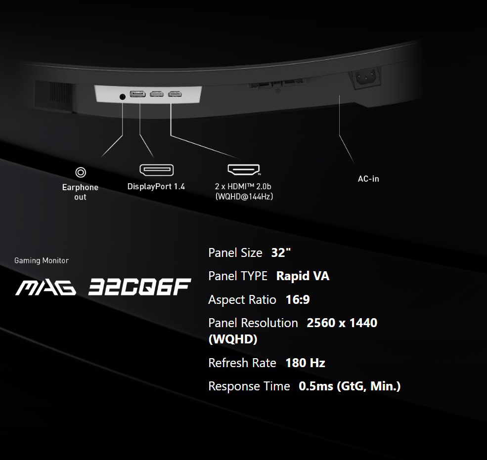 MSI MAG 32CQ6F Gaming Monitor