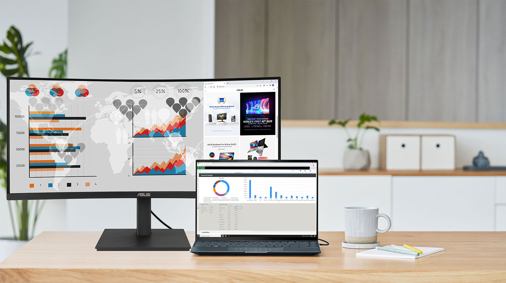 ASUS VA34VCPSR Curved USB-C Docking Monitor