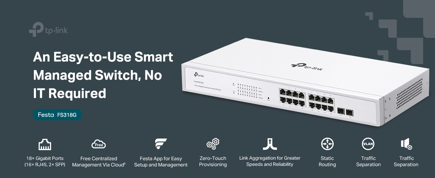 TP-Link Festa FS318G 18 Port Gigabit Smart Managed Network Switch