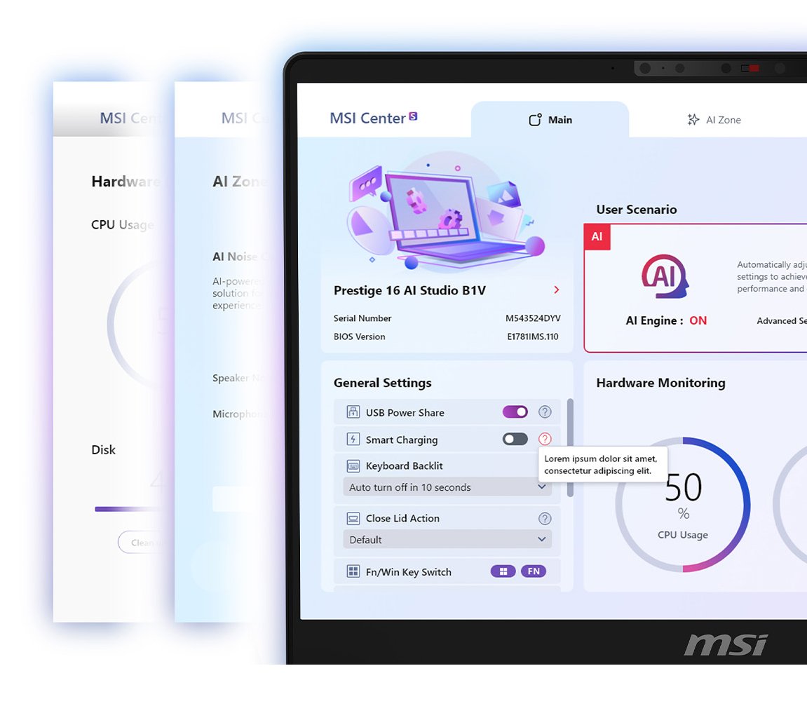 MSI Venture 16 AI Notebook