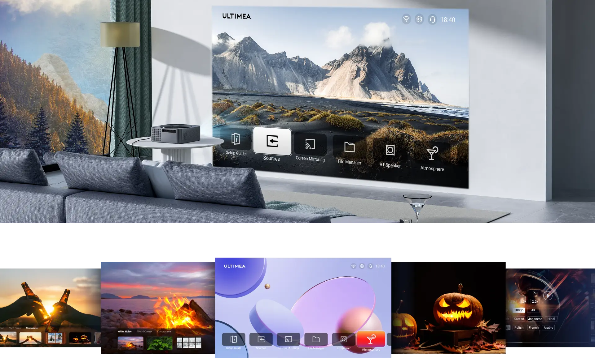 ULTIMEA Apollo P40 Native 1080P Bluetooth Home Cinema Projector