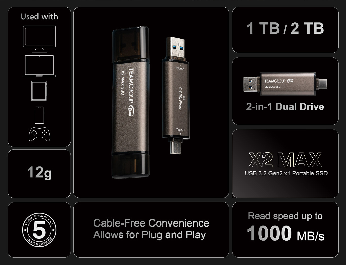 TEAM X2 MAX External Solid State Flash Drive