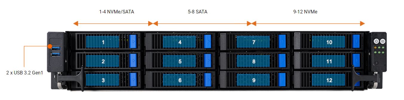ASUS RS720A-E12-RS12-26W3GPU 2U Rackmount Barebone