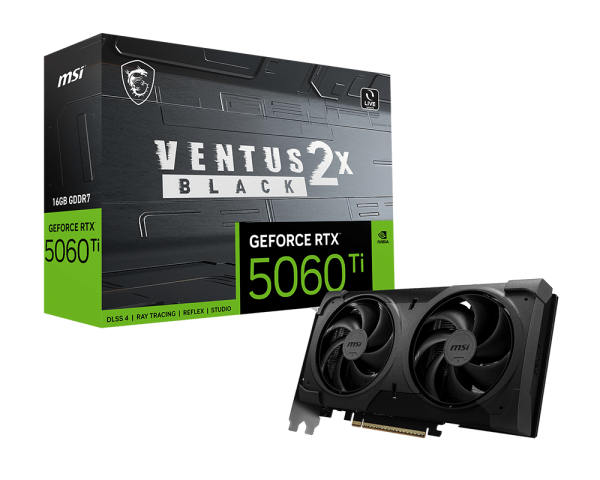 MSI GeForce RTX™ 5060 Ti 16G VENTUS 2X BLACK PLUS Graphics Card