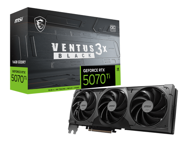 MSI GeForce RTX™ 5070 Ti 16G VENTUS 3X OC BLACK Graphics Card