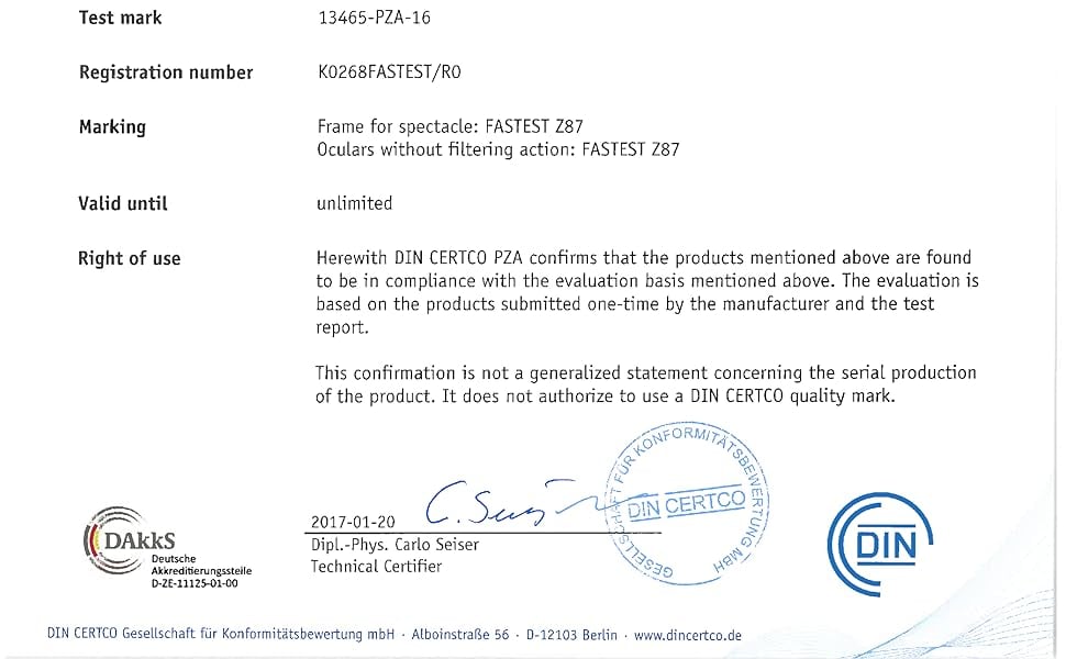 Fully tested according to ANSI Z87 And EN166 standard in both USA and EU