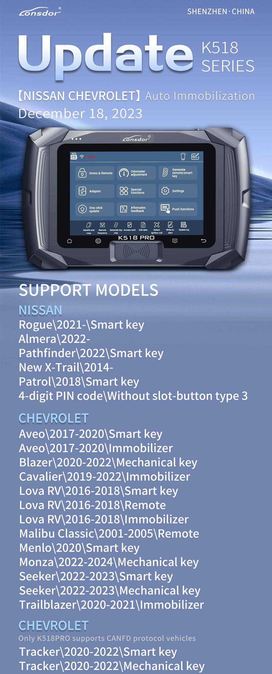 Lonsdor K518 SERIES UPDATE NISSAN & CHEVROLET