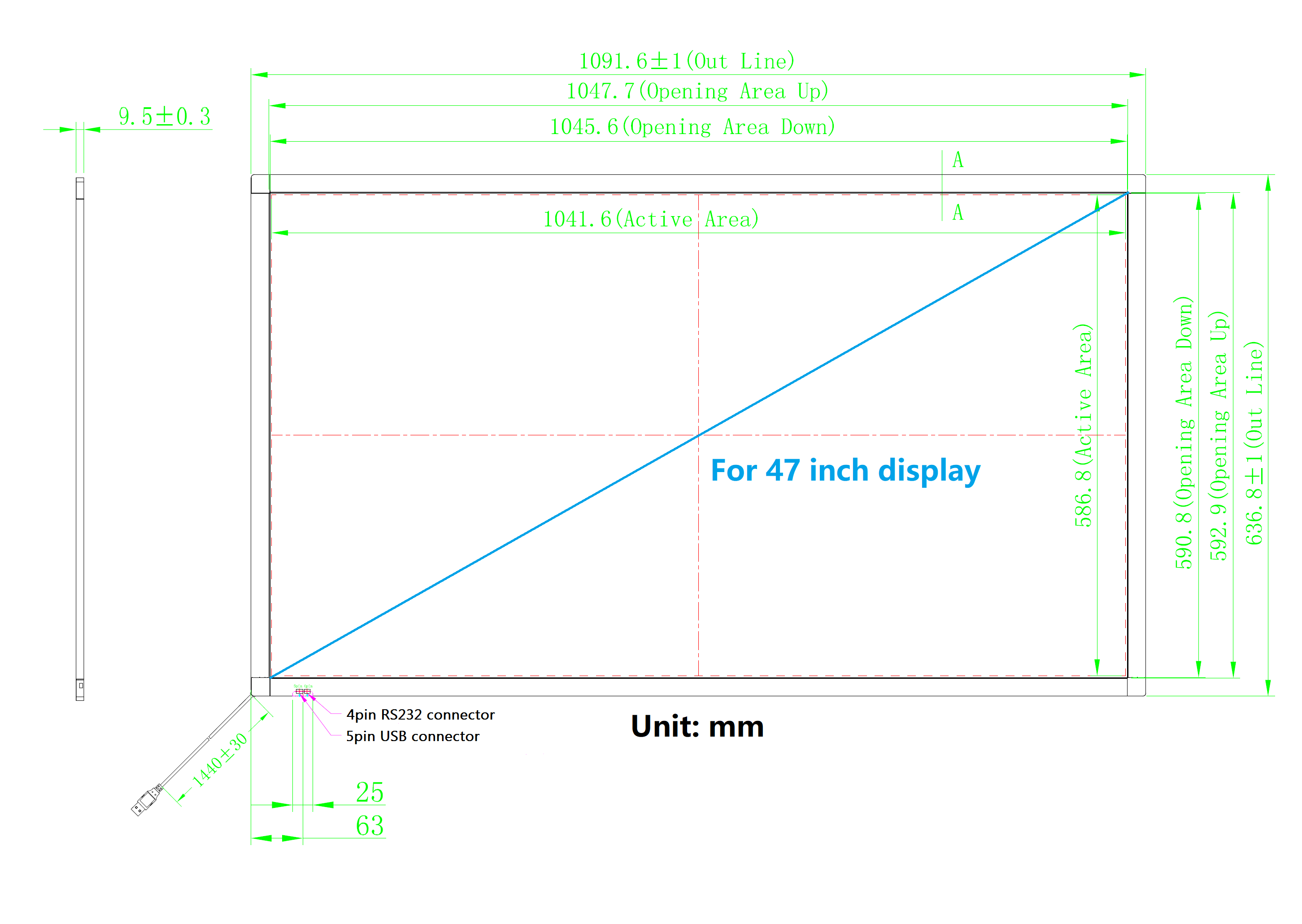 47 inch IR touch frame