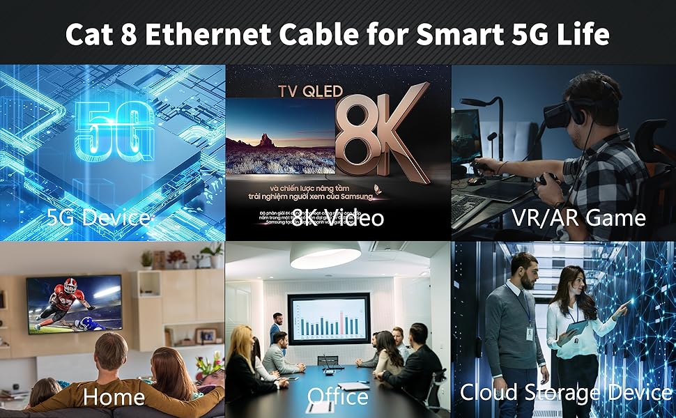CAT8 cable not only increases broadband transmission rates from the previous cat 7's 10Gbps to 40Gb