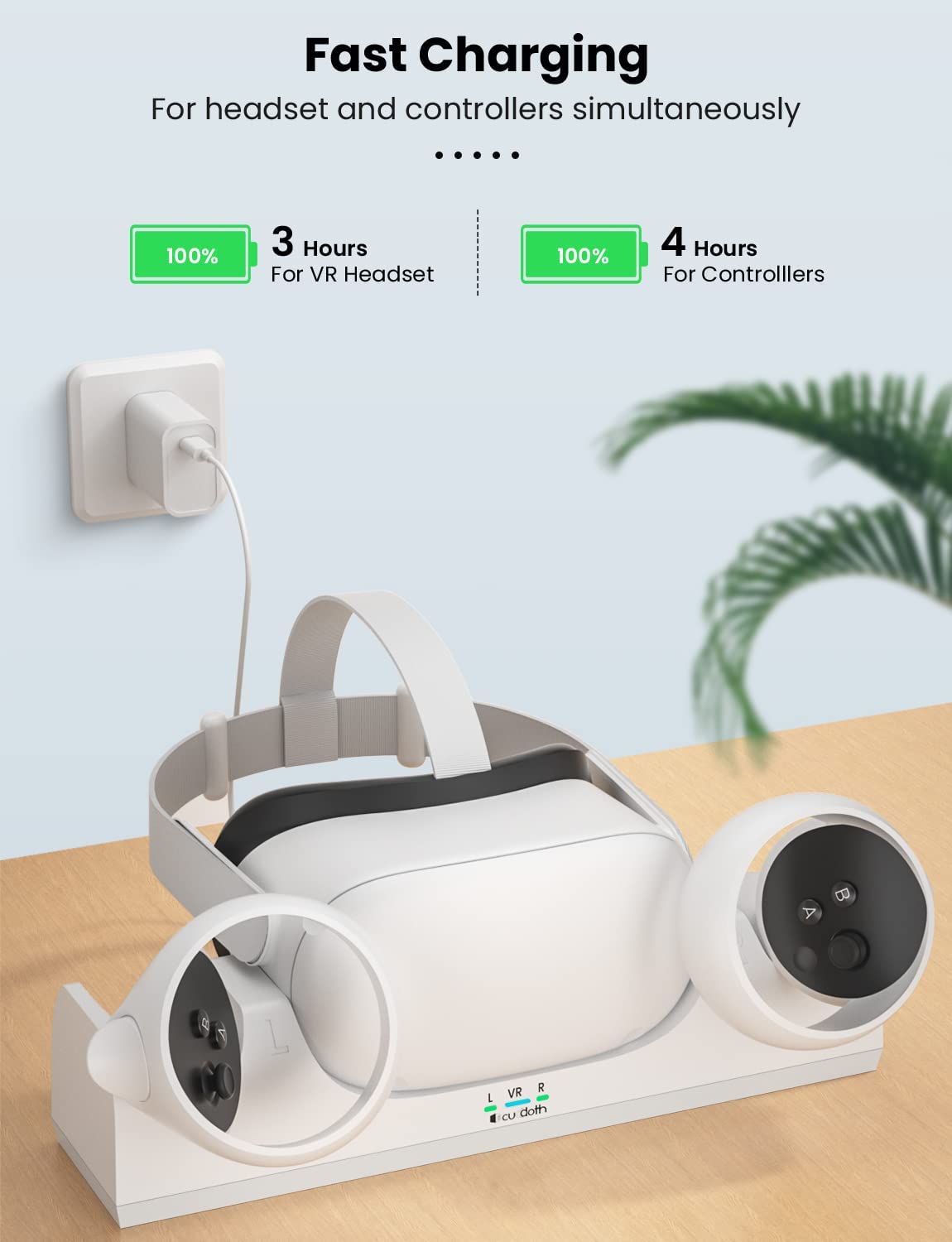 the charging dock can charge the headset and the controller at the same time