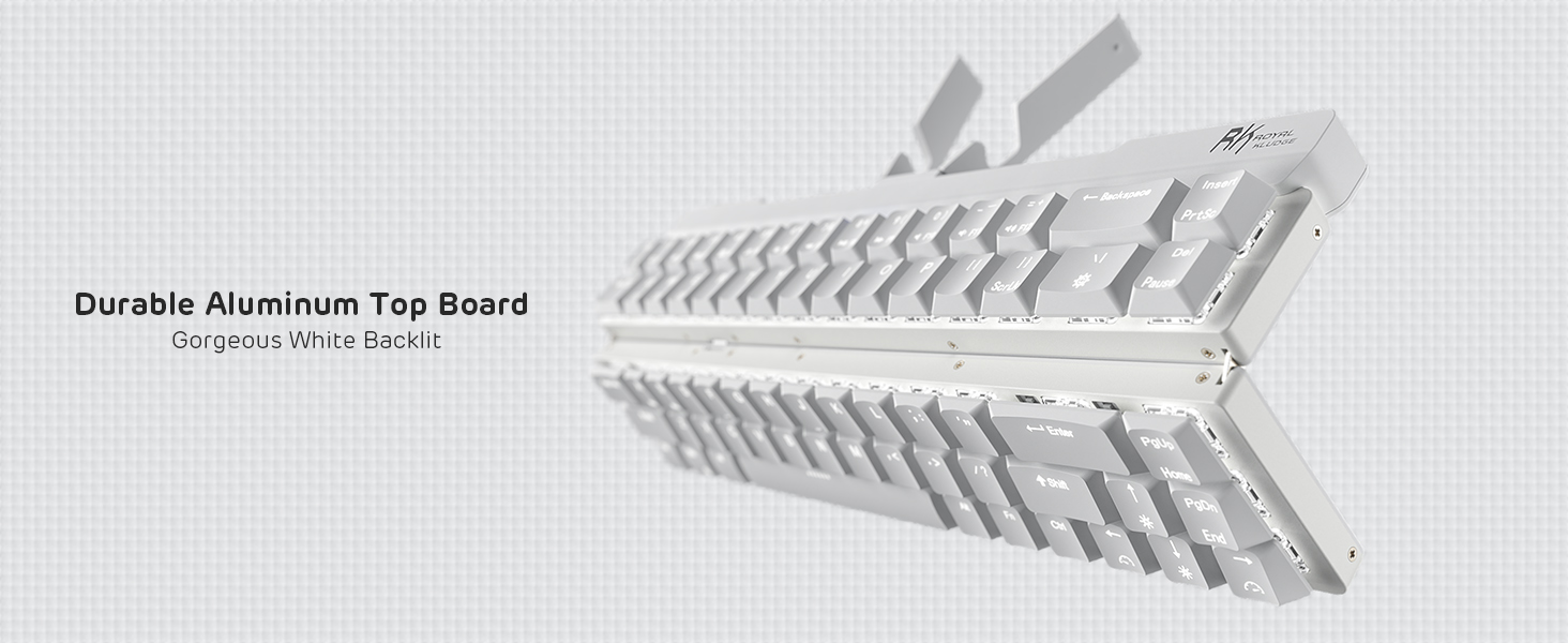 RK ROYAL KLUDGE F68 60% Foldable Low Profile Mechanical Keyboard Wireless Mechanical Keyboard with Aluminum Body Built-in Stand Holder White Backlit 68 Keys Tactile Red Switch 6 1